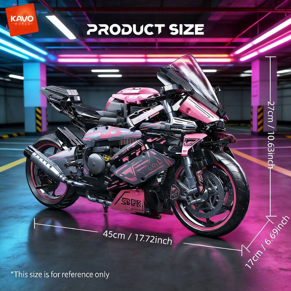 KAVOWORLD 2096PCS Pink Motorcy - огляд і ціна Model Kit Motor Nuclear